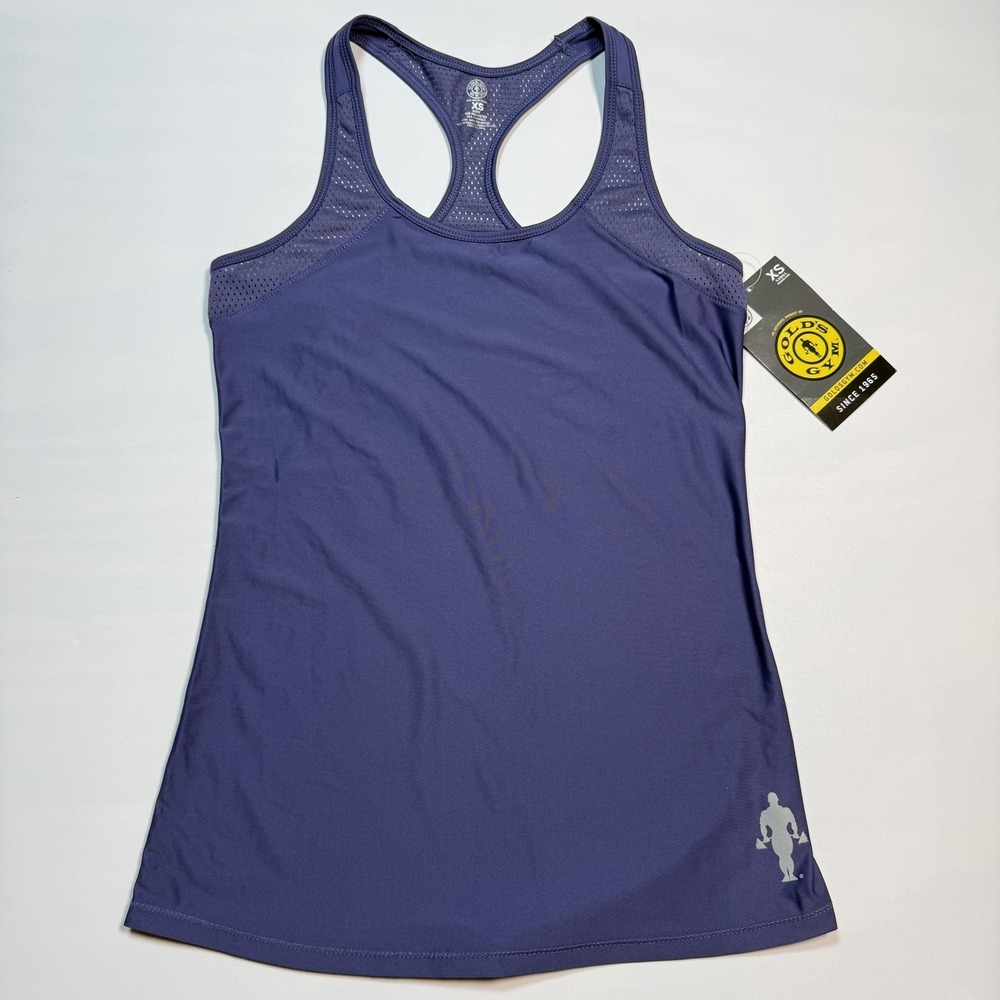 Gold's Gym Tank Top Womens XS Purple Logo GGX Racerback Mesh Athletic Workout